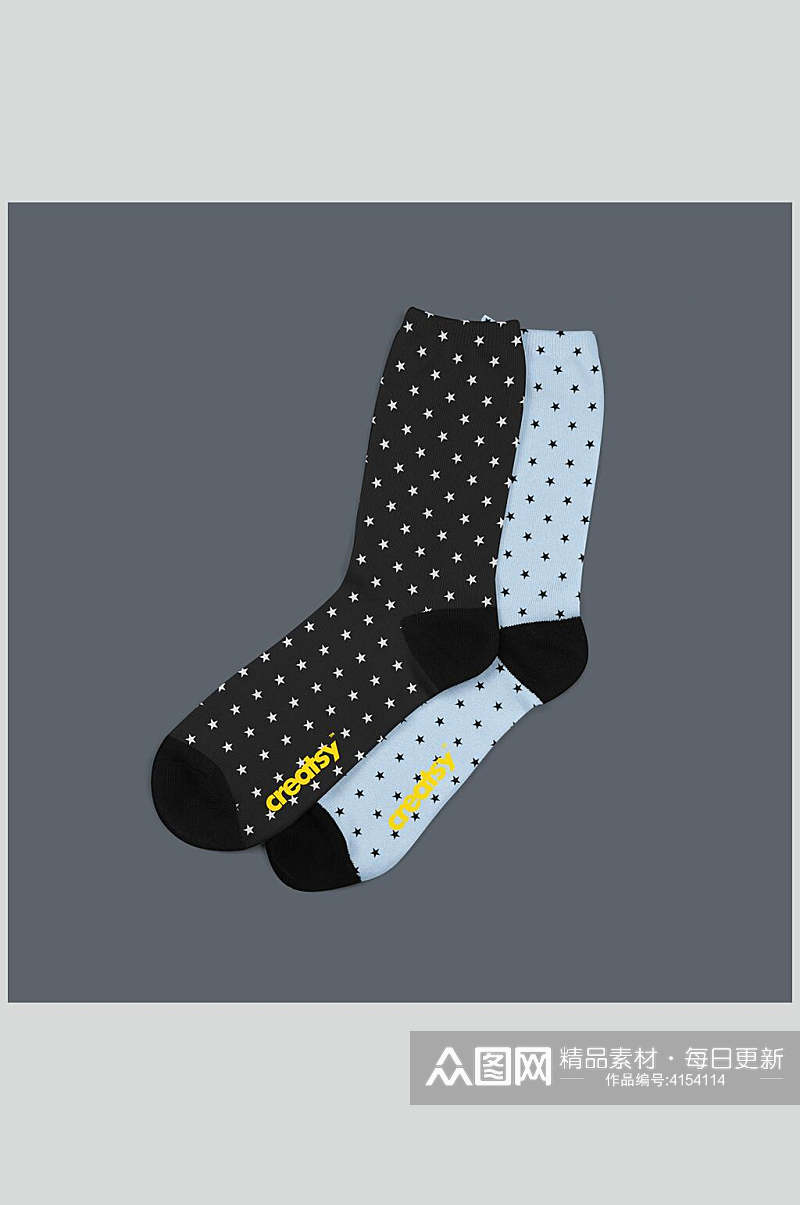 黑蓝大气创意袜子图案设计展示样机素材