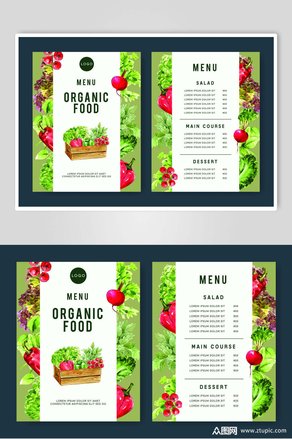 高端时尚蔬菜菜单海报矢量素材素材