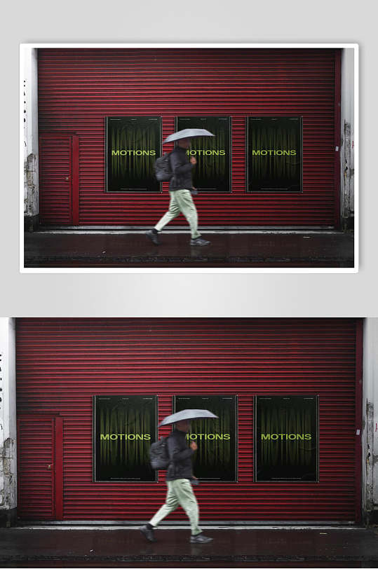 黑红雨伞清新户外宣传海报展示样机