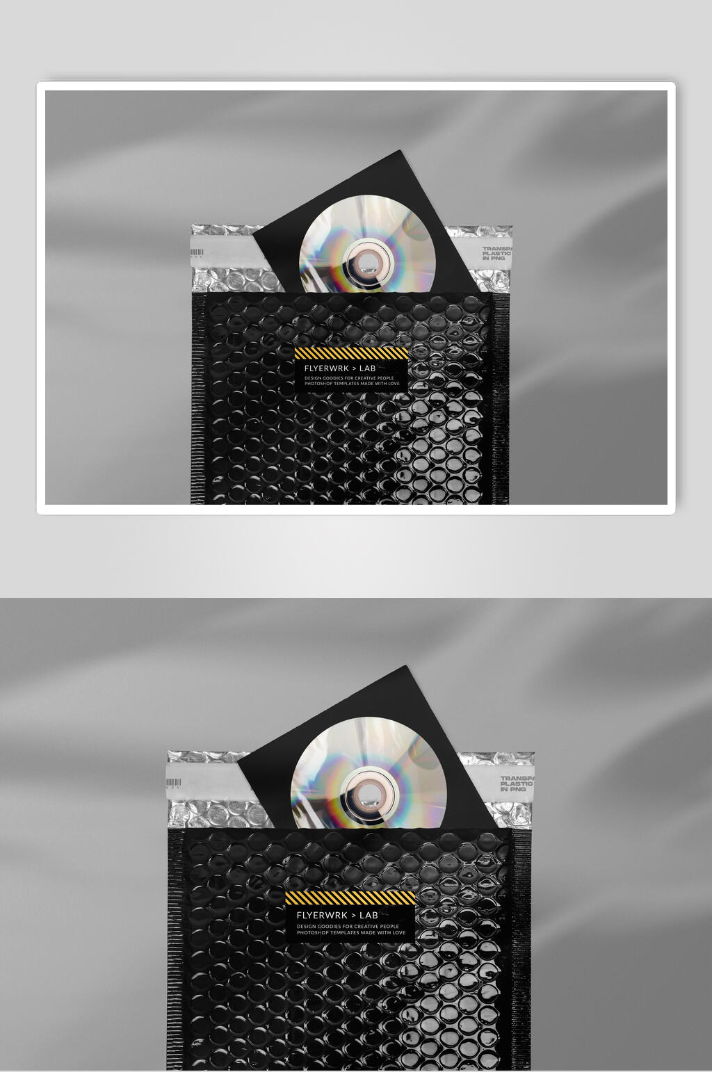 黑灰简约大气创意CD塑料壳包装样机素材