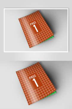 线条橙色清新杂志书籍设计展示样机