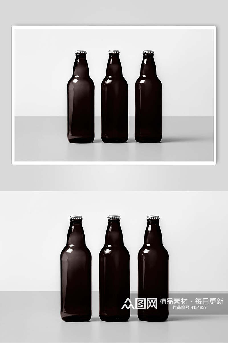 时尚瓶子黑灰大气创意啤酒瓶样机素材