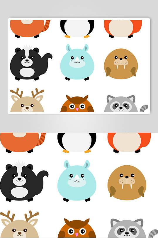 清新卡通可爱动物形象插画矢量素材