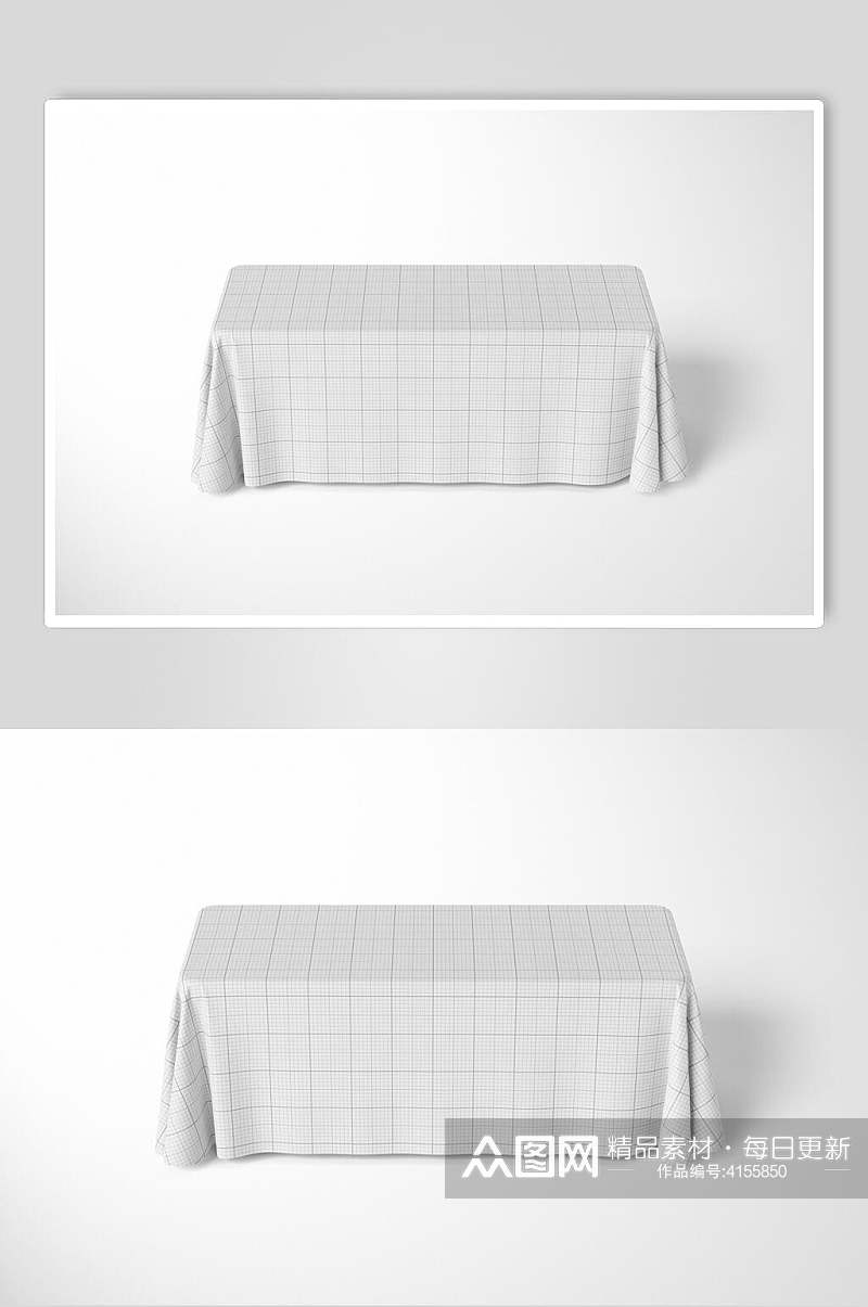 简约立体留白灰色线条桌布设计样机素材