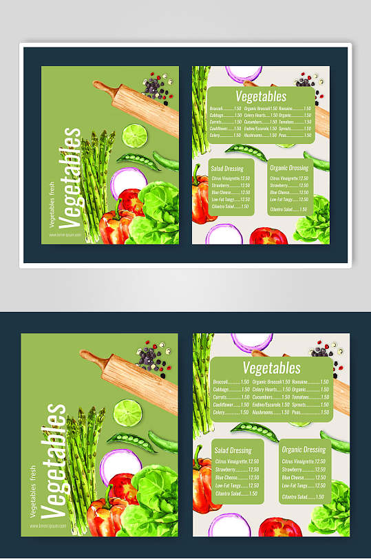 绿色大气创意高端蔬菜菜单海报矢量素材
