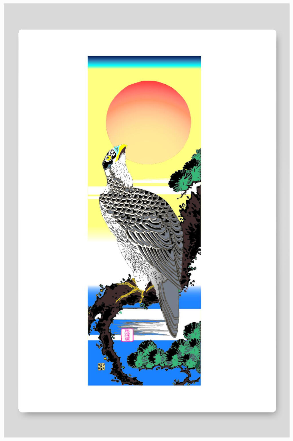 仙鹤浮世绘风景插画图片素材