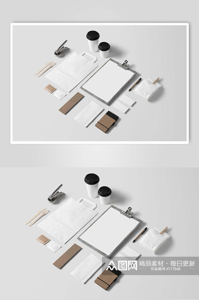 白色咖啡品牌包装VI设计展示样机素材