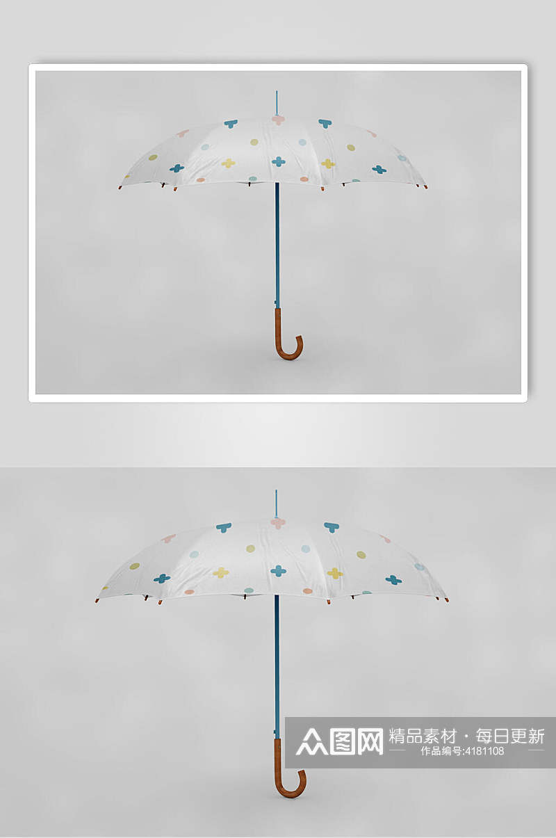 清新灰色创意高端简约雨伞设计样机素材