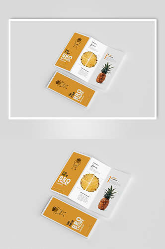 菠萝黄水果三折页宣传展示样机