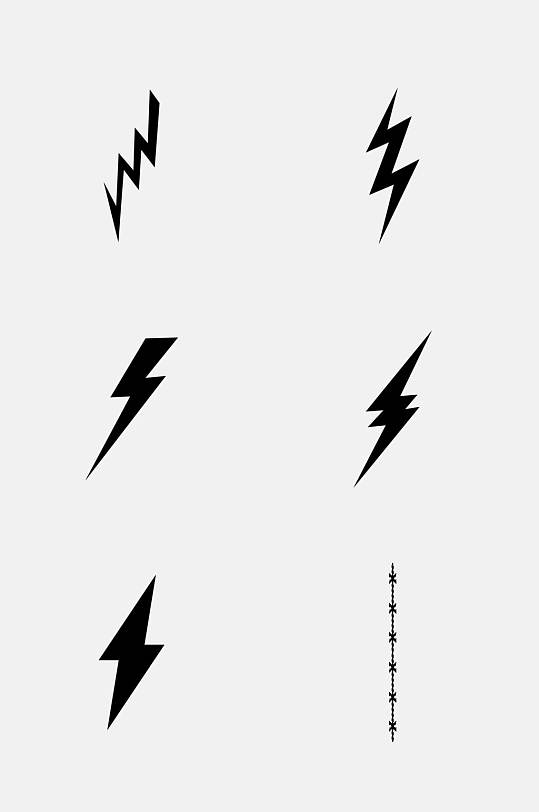 黑色简笔画图形闪电免抠素材