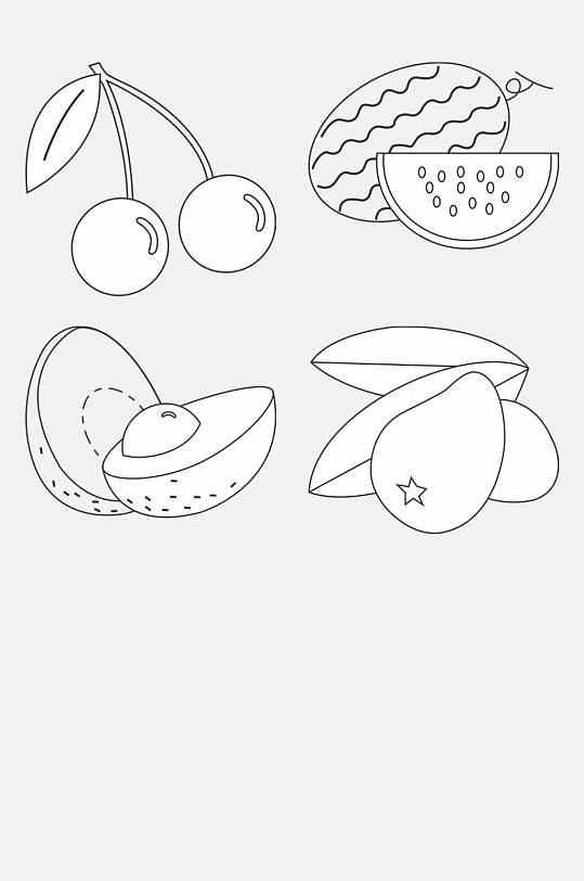 简约大气手绘水果简笔画免抠元素