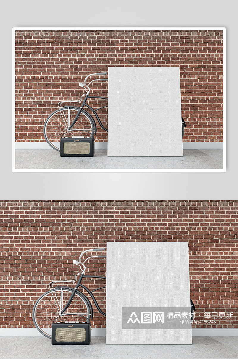 单车创意大气艺术画框场景展示样机素材