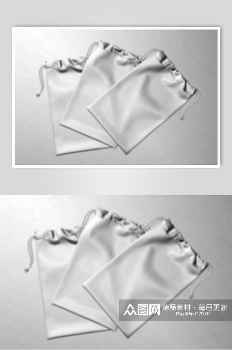 袋子灰色抽绳束口袋设计展示样机素材