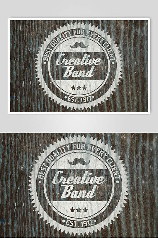 圆形英文简约风标志LOGO展示样机