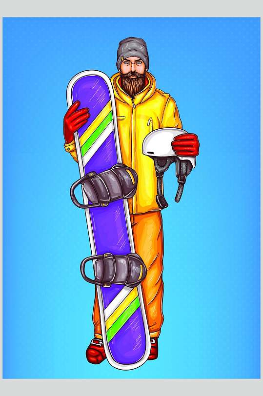 蓝色渐变波普风格人物插画矢量素材