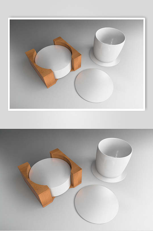 木头时尚创意高端杯垫杯子展示样机