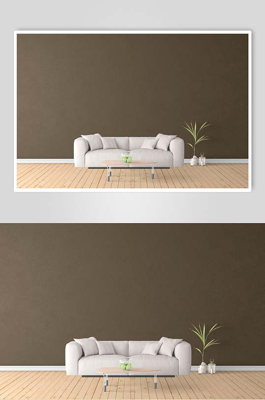 清新背景墙场景样机简约现代风家庭客厅清新