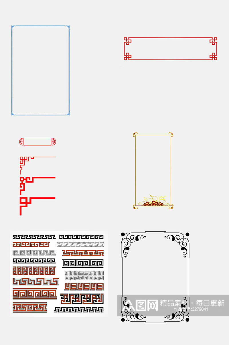 大气中式古典边框免抠素材素材