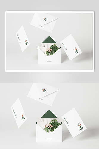 纸张信封创意大气白色鲜花包装样机