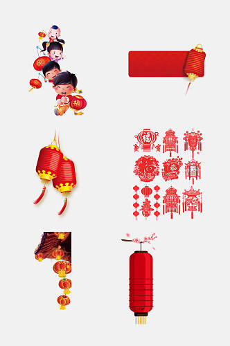 红色喜庆新年灯笼免抠设计素材
