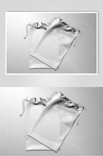 灰色创意风抽绳束口袋设计展示样机