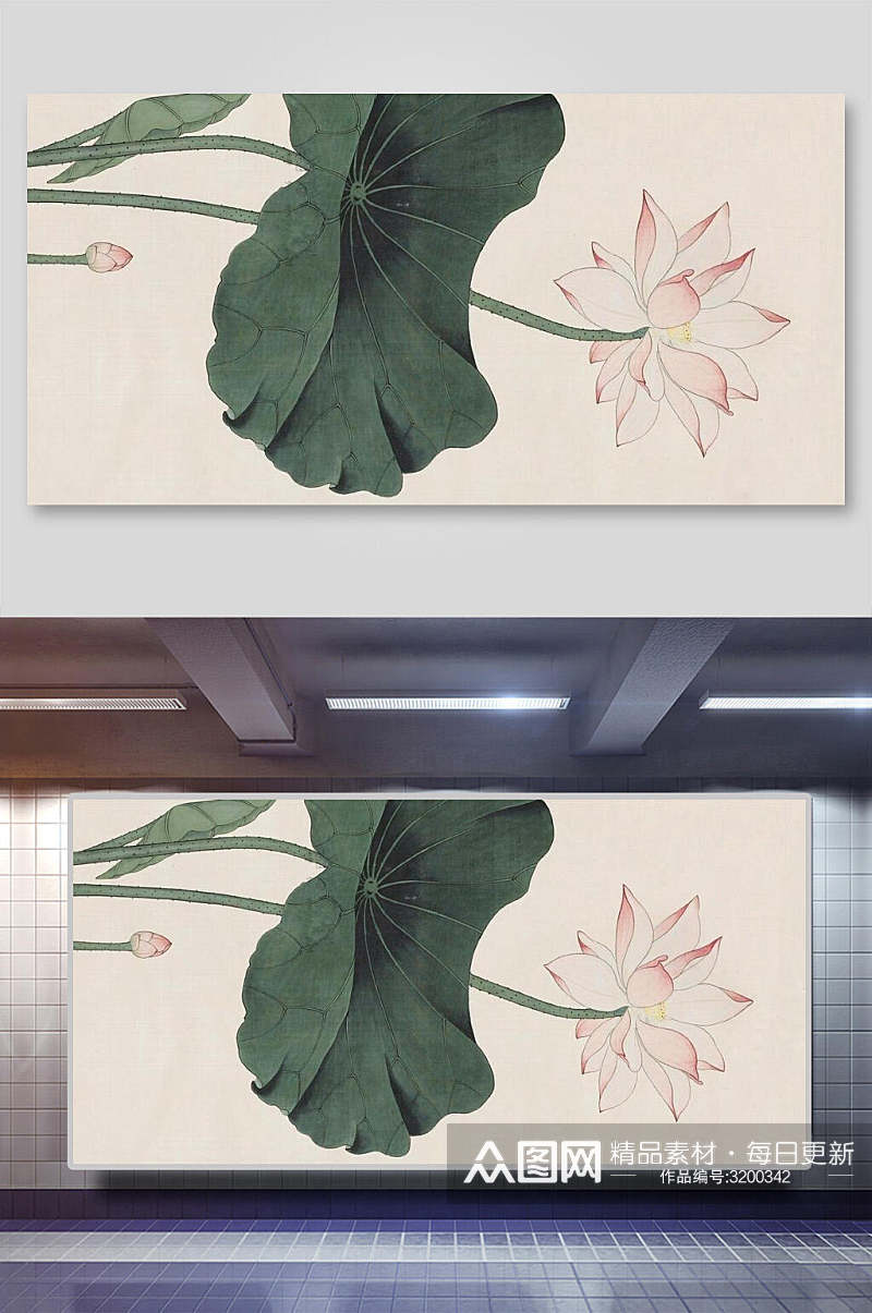 荷花古风意境banner背景展板素材