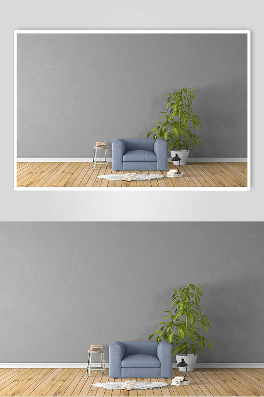 清新背景墙场景样机简约现代风家庭客厅清新