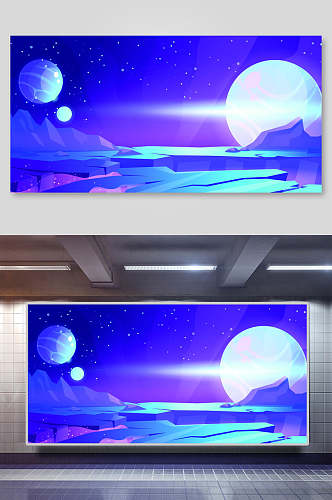 星空星球矢量背景展板