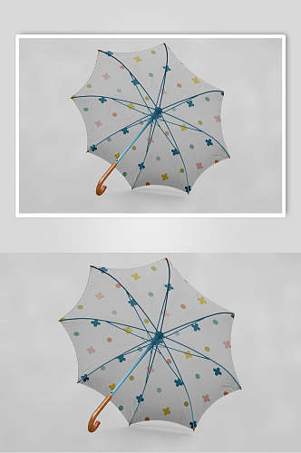 蓝灰手绘创意大气简约雨伞设计样机