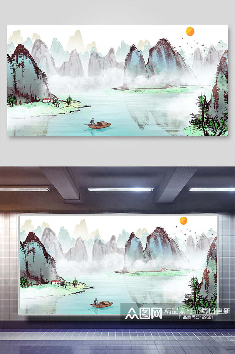 中国画水墨意境丹青背景展板素材