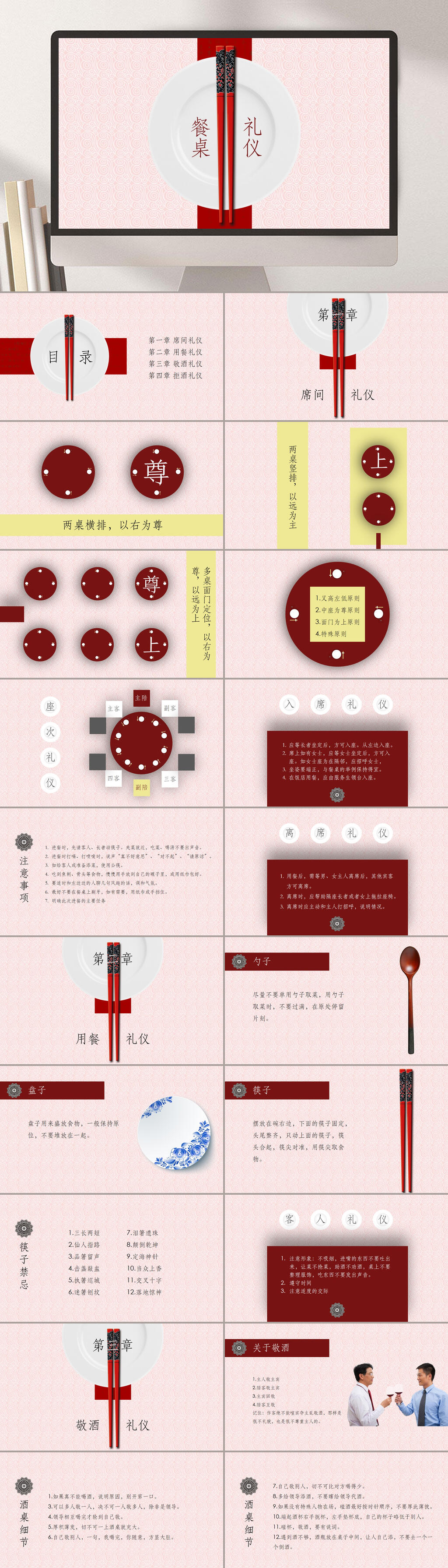 简约中式餐桌礼仪教学ppt