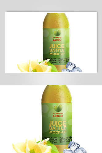 水果黄绿果汁饮料包装袋瓶展示样机
