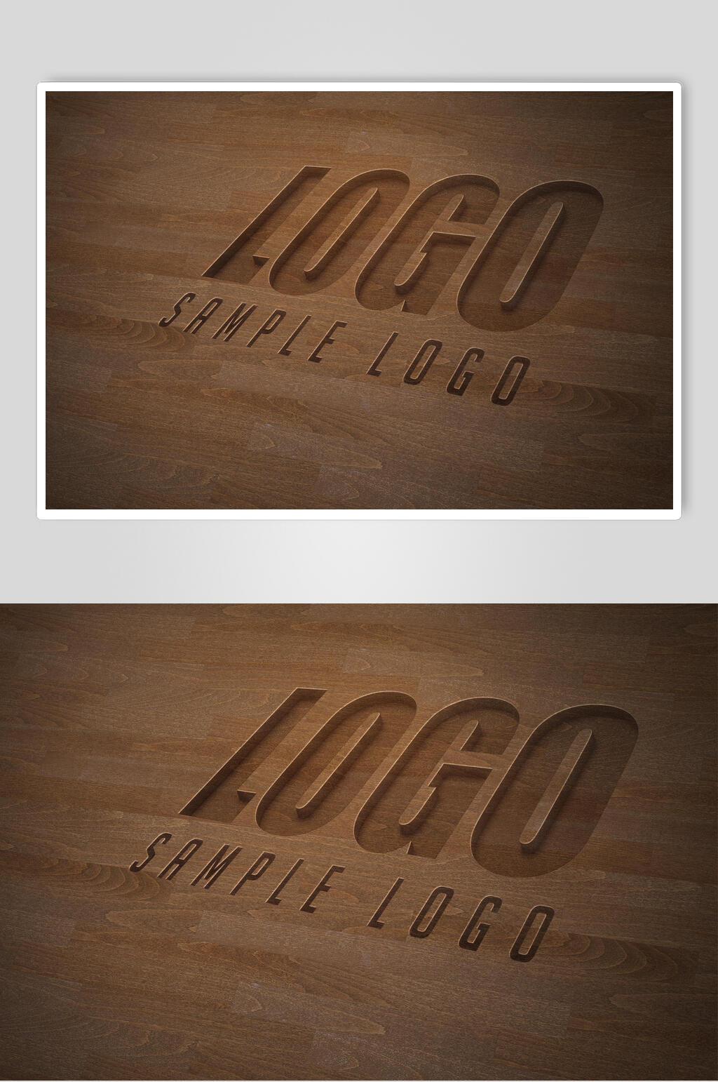 褐色英文简约风标志LOGO展示样机素材
