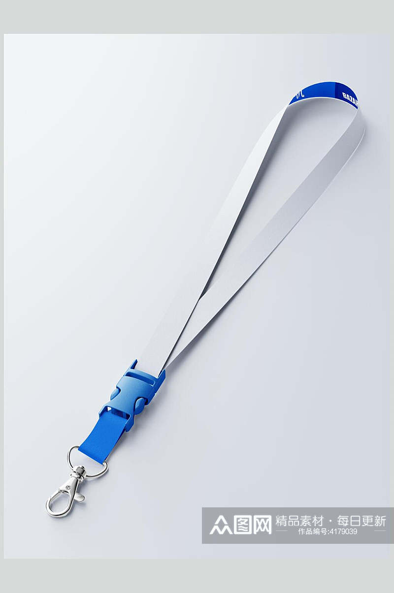 蓝色简约创意高端挂绳设计样机素材