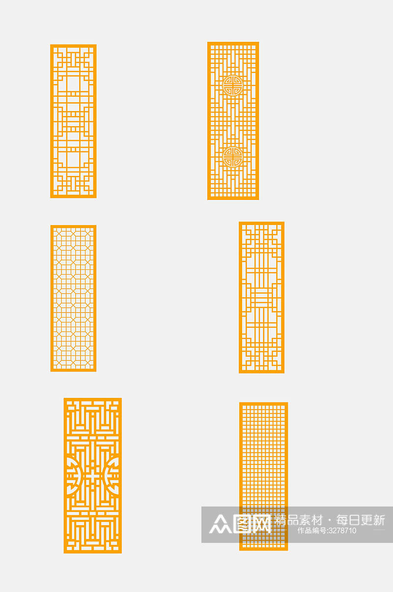 简洁大气中式窗格边框屏风免抠设计素材素材