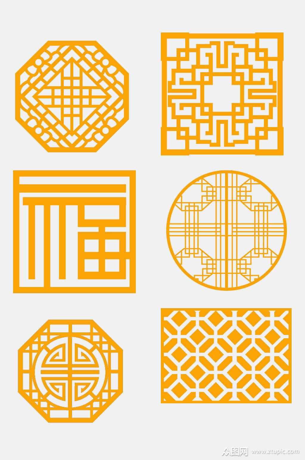 中式窗格边框屏风免抠设计素材