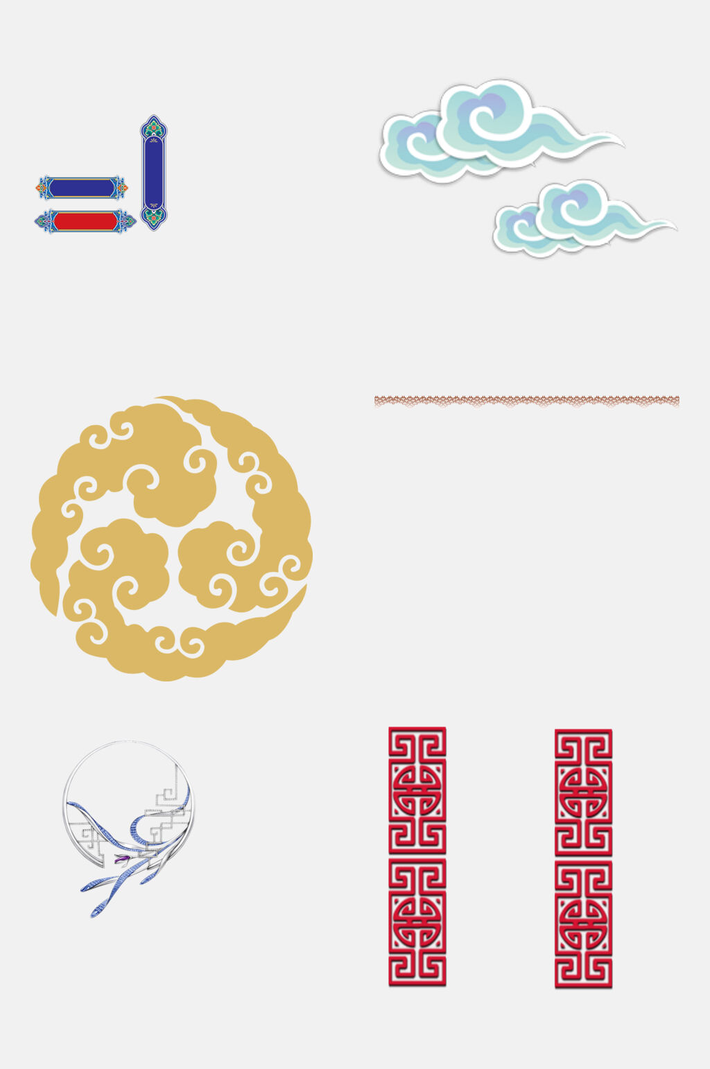 简洁精美传统中式图案边框免抠素材素材