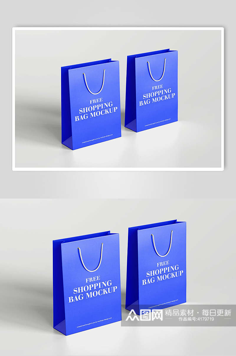 袋子蓝色创意高端广告牌宣传单样机素材