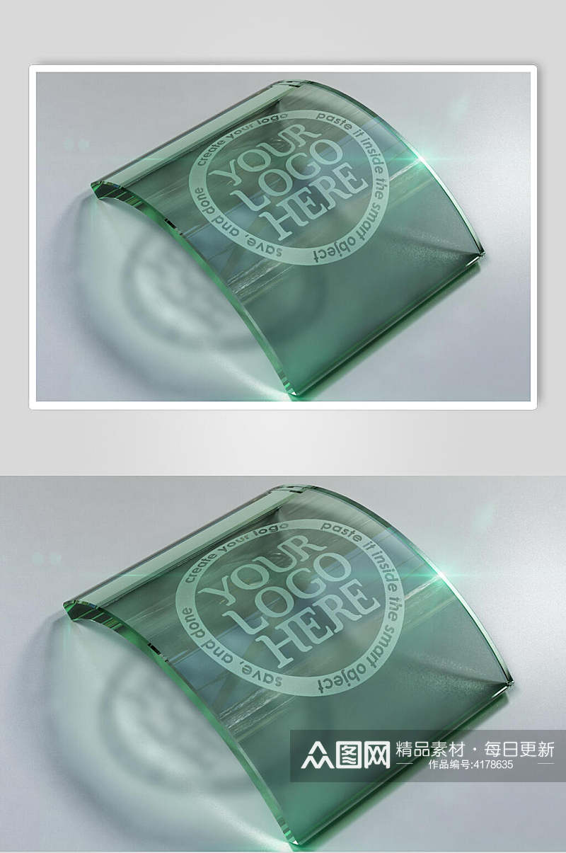 绿色透明品牌标志设计展示场景样机素材