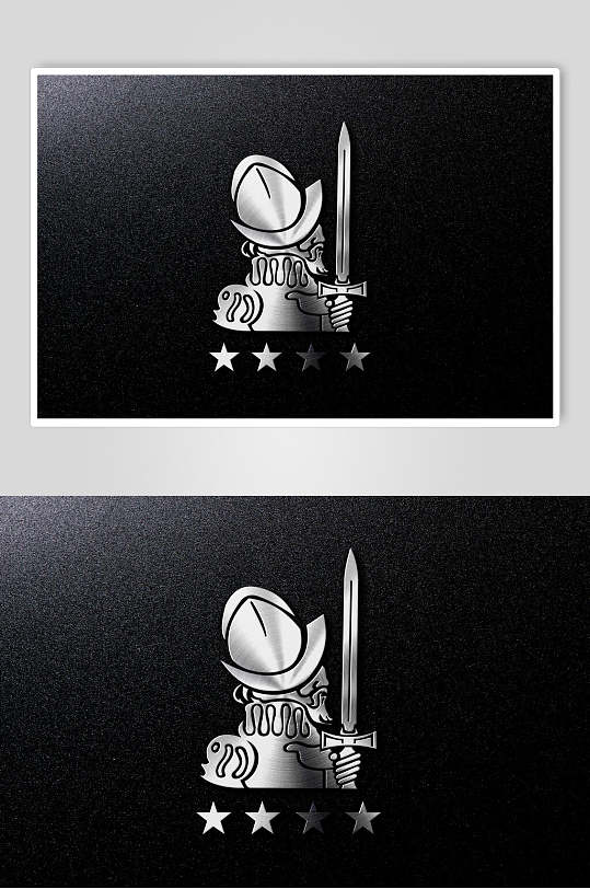 星星黑银品牌标志金属材质展示样机