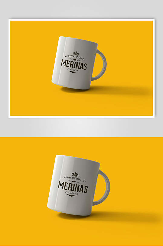 英文皇冠黄LOGO杯子展示样机-众图网