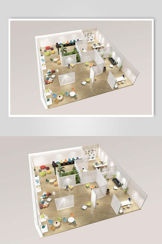 办公空间场景展示公司背景墙样机