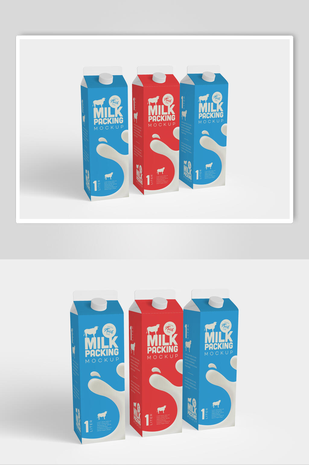 液体英文奶牛圆圈牛奶瓶子样机素材