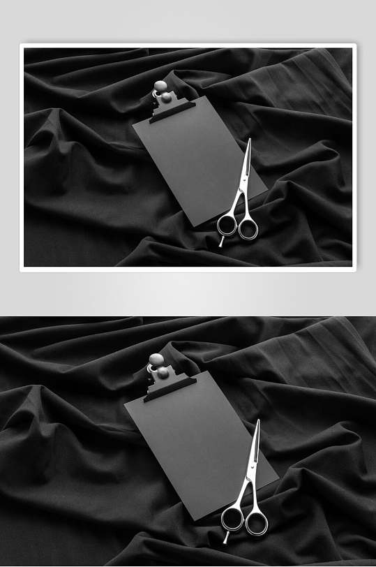 丝绸剪刀创意大气理发店品牌样机