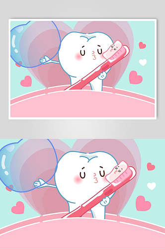 粉色大气保护牙齿爱牙日矢量素材