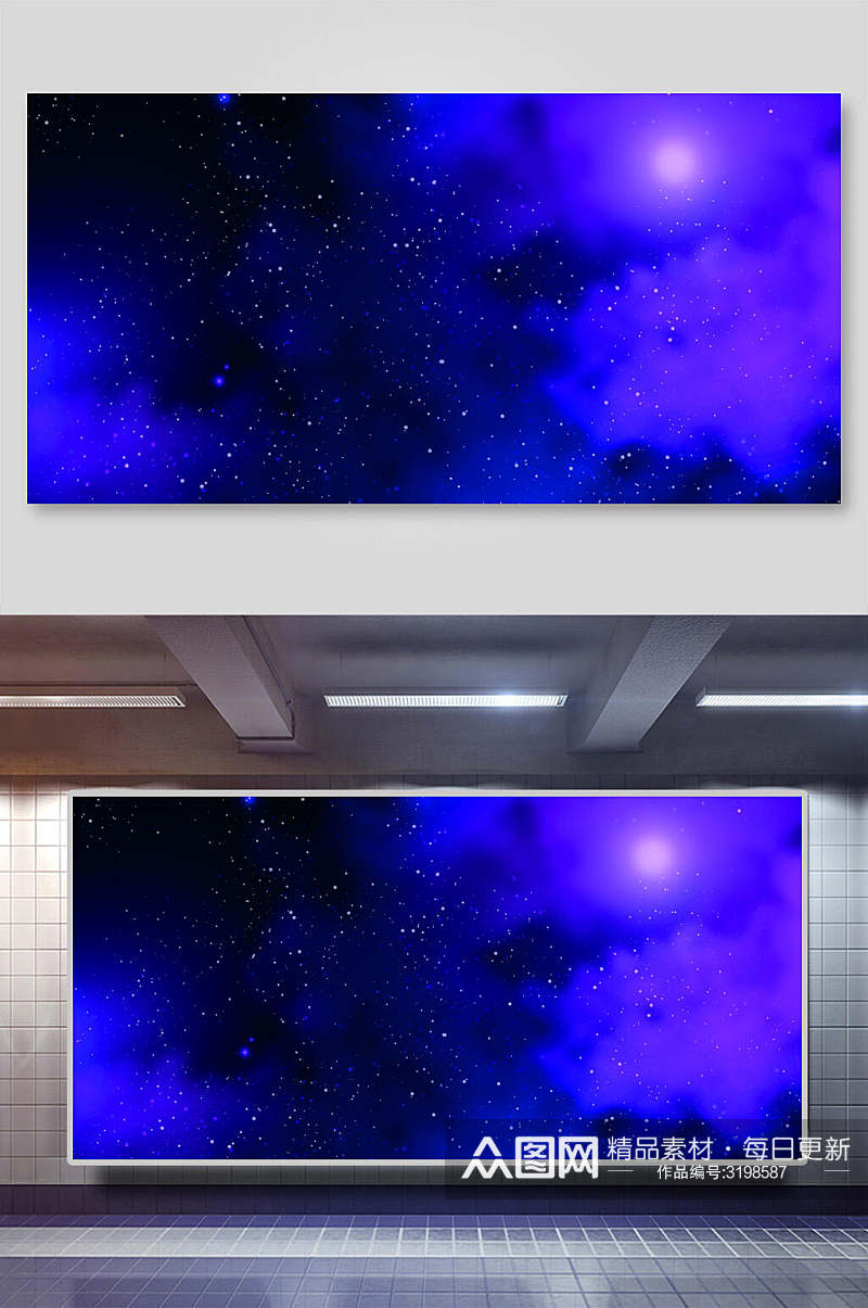 紫色星空星球矢量背景展板素材