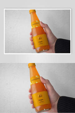 瓶子黄色果汁饮料包装袋瓶展示样机