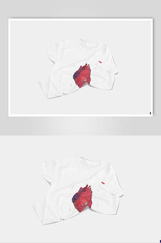 心脏手绘创意高端红白短袖T恤样机