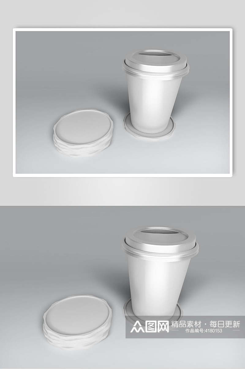 白色杯垫杯子展示样机素材