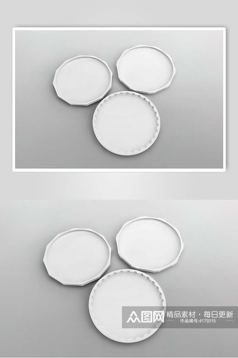圆形灰白创意高端杯垫杯子展示样机素材